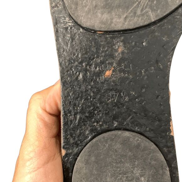 Gucci GG Web Stripe Thong Sandals EU 37.5 US 7.5 Black Flip Flop Slide Flat Heel - Picture 10 of 11